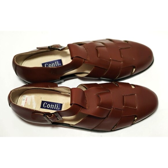 NEW Conti Mens Fisherman Sandals Brown Leather Buckle Dress Shoes Size 16D ($99) main image 6